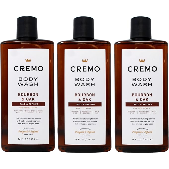 Cremo All Season Body Wash, Bourbon & Oak, 16 Ounce (Pack of 3) - Image 1